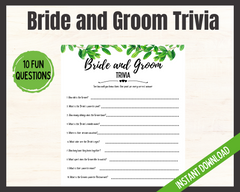 Bride and Groom Trivia game