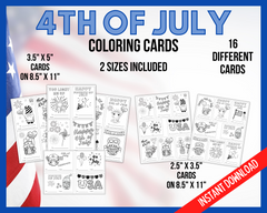 Fourth of July Coloring Cards Printables