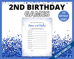 Blue 2nd Birthday party games printable