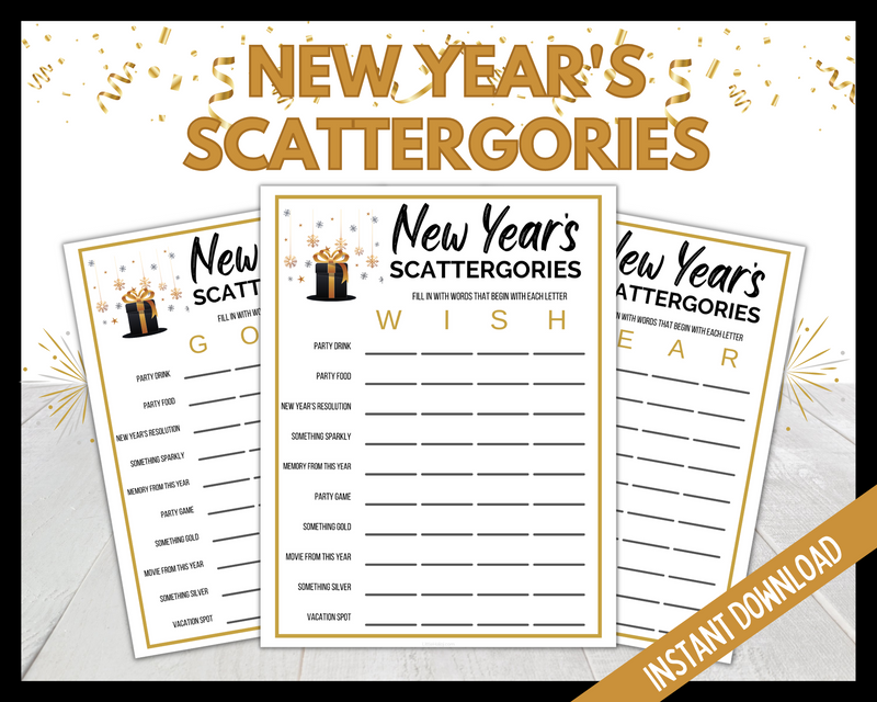 New Years Eve Scattergories Game
