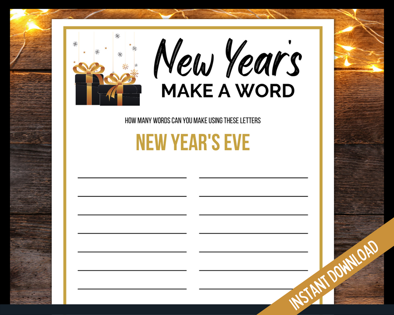 New Years Eve Make a word game
