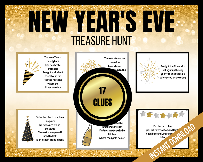 Printable New Years Eve Treasure Hunt Clues