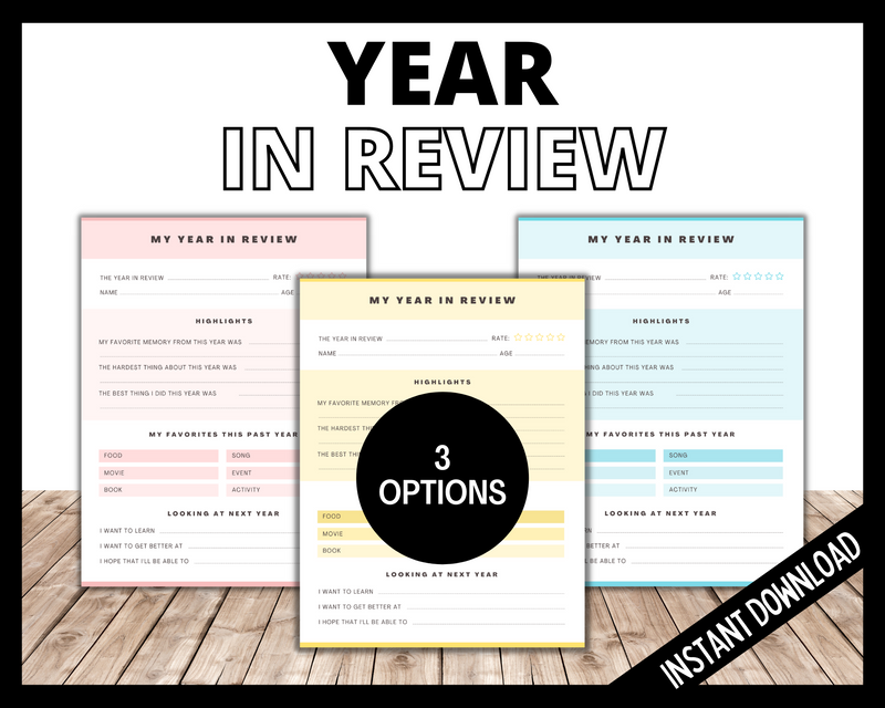 My Year in Review Printable 