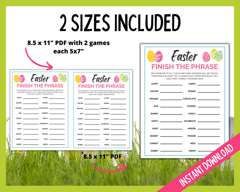 Easter Printable Game Finish the Phrase
