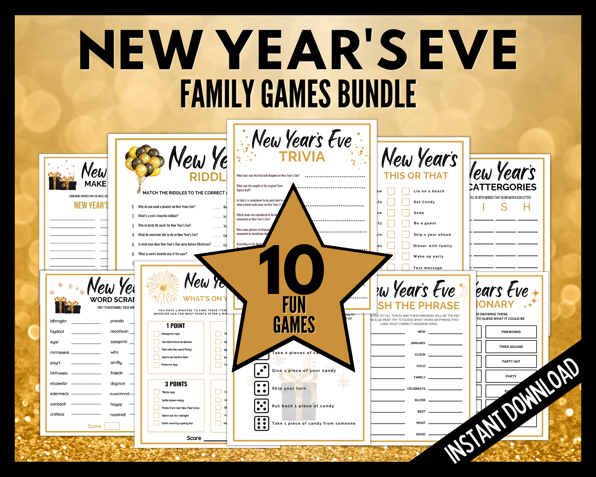 New Year's Eve family games bundle
