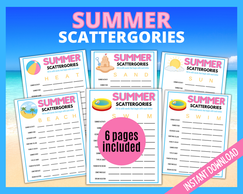 Summer Scattergories Game Printable