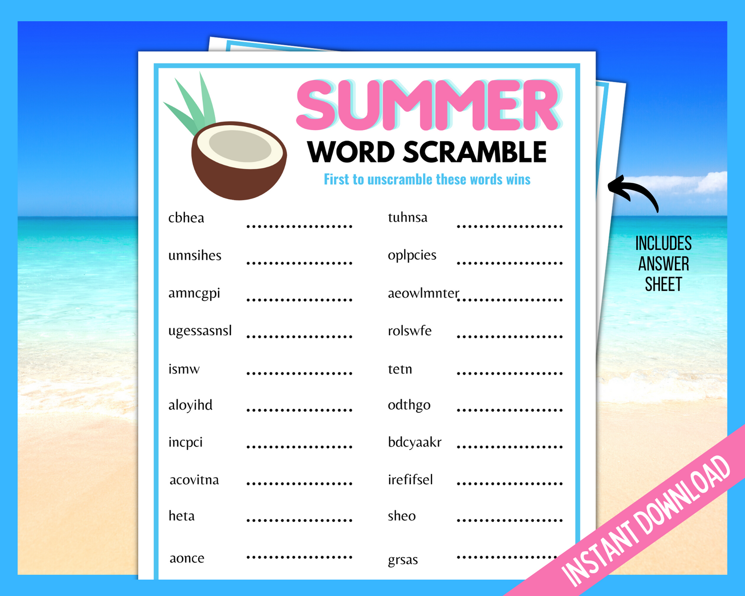 Baby Word Scramble Printable Baby Shower Game With Watercolor - Etsy