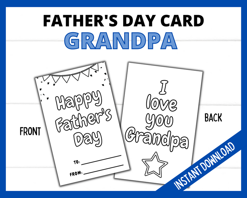Father's Day Printable Card I love you Grandpa