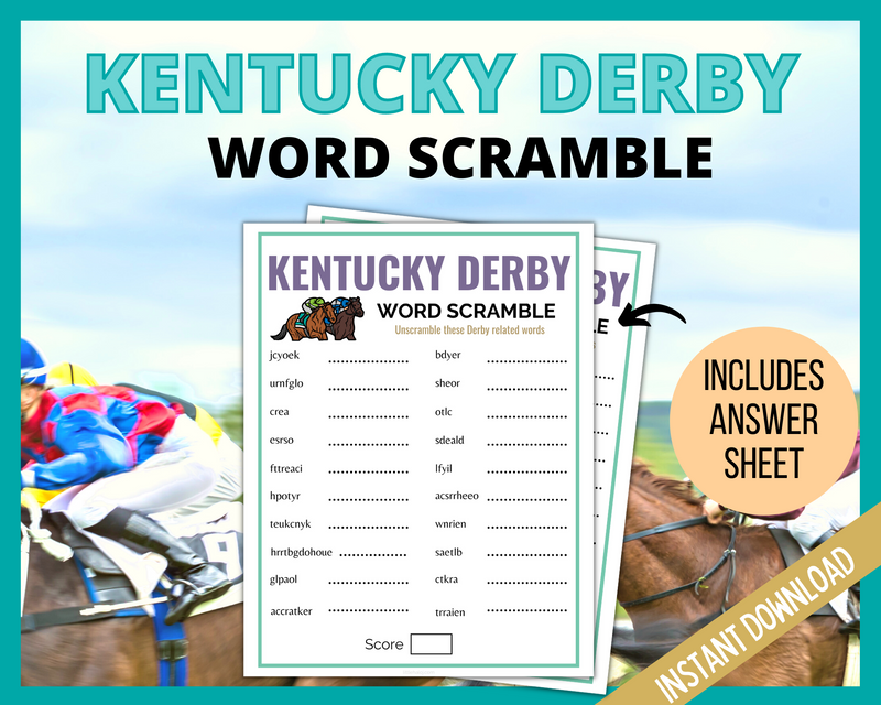 Kentucky Derby Word Scramble | LittleHaloJ