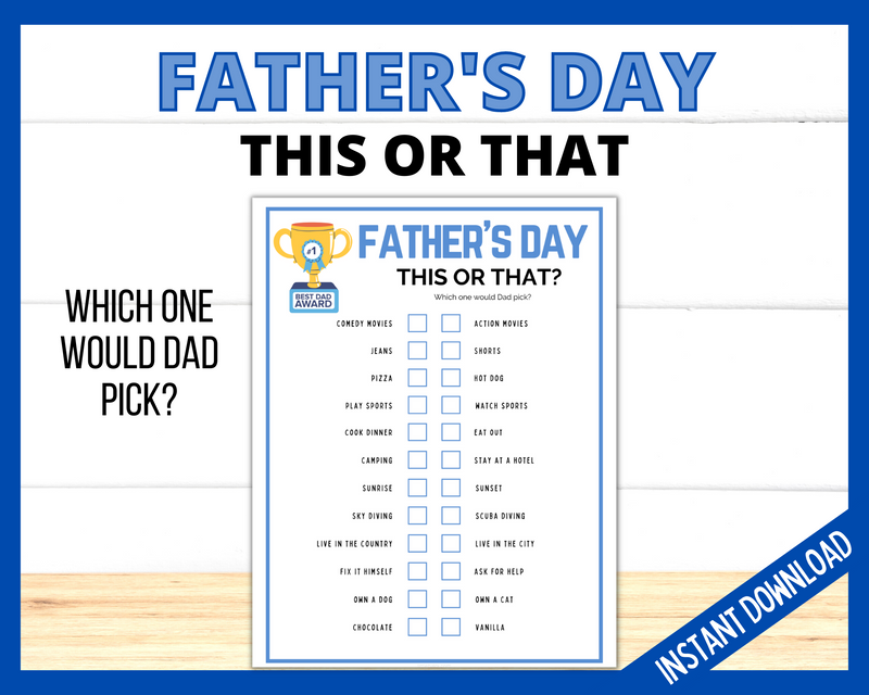 Fathers day this or that printable game