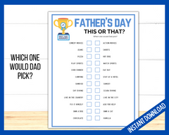 Fathers day would you rather printable game