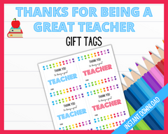 Gift tags for teacher appreciation