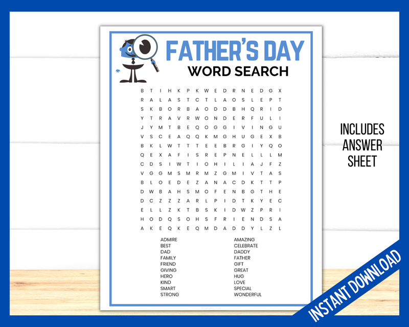 Fathers Day Printable Game Word Search