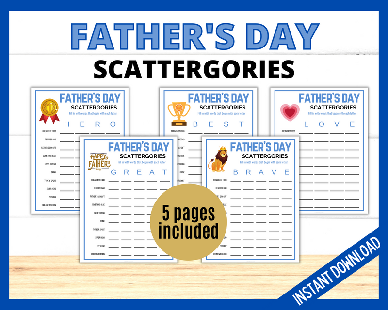 Father's Day Scattergories Printable Game