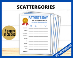 Father's Day Scattergories Printable Game 5 pages