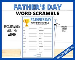 Father's Day Word Scramble Printable Game