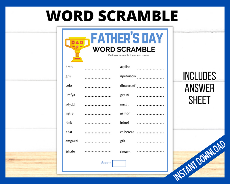 Printable Father's Day Game Word Scramble