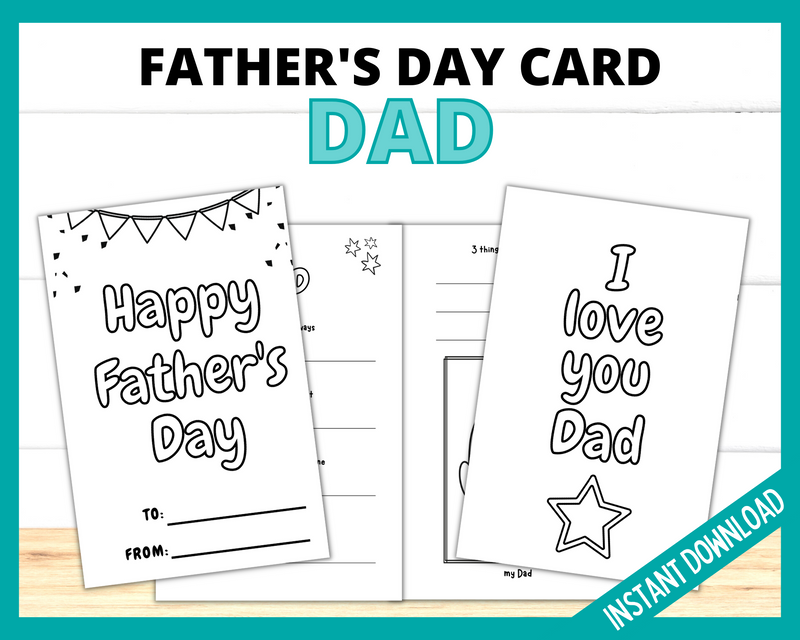 Fill in the blanks printable Fathers day card for Dad