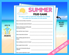Summer Family Feud Printable Game