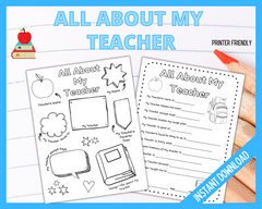 All about my Teacher Printable Page