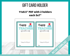 Teacher Appreciation Week Gift Card Holder