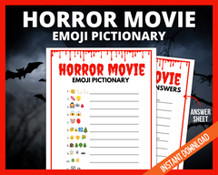Horror movie emoji pictionary printable game with answer key