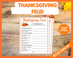 Thanksgiving Feud Quiz Game Printable