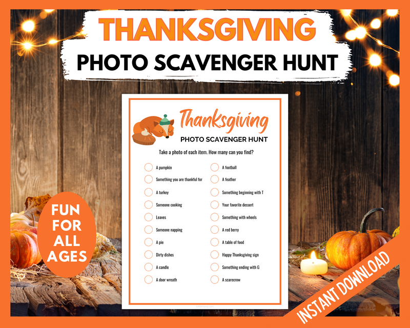 Printable Thanksgiving Photo Scavenger Hunt