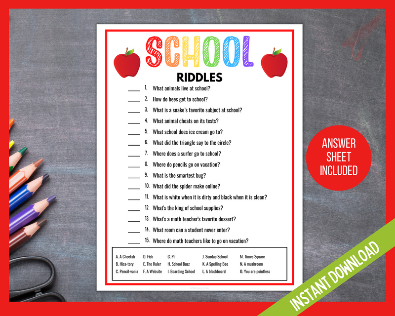 Classroom activity school jokes and riddles for kids