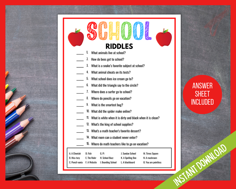 Fun School Riddles School Riddles | LittleHaloJ