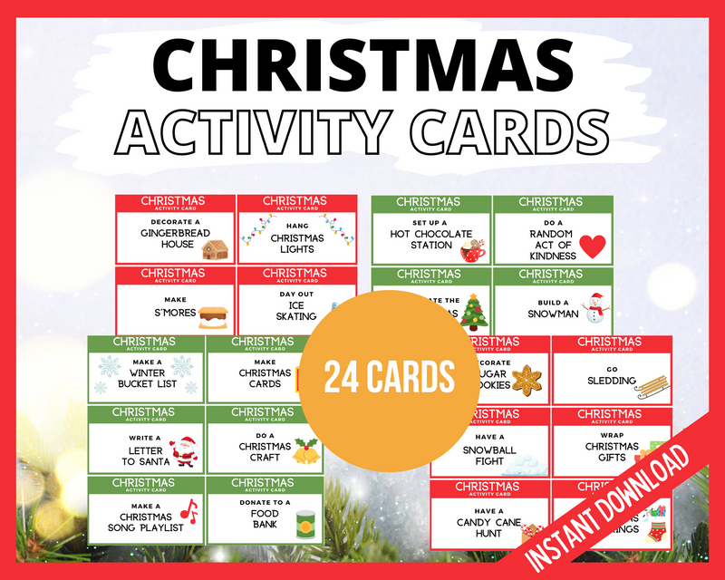 Printable Christmas Advent Calendar activity cards