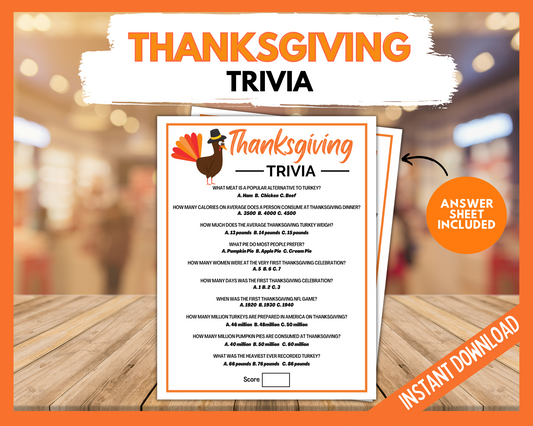 Thanksgiving Trivia Quiz Printable