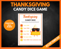 Thanksgiving Candy Dice Printable Game