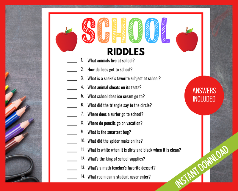 4 Educational Riddles School Riddles | LittleHaloJ