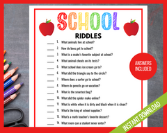 Printable School Riddles and Jokes for kids