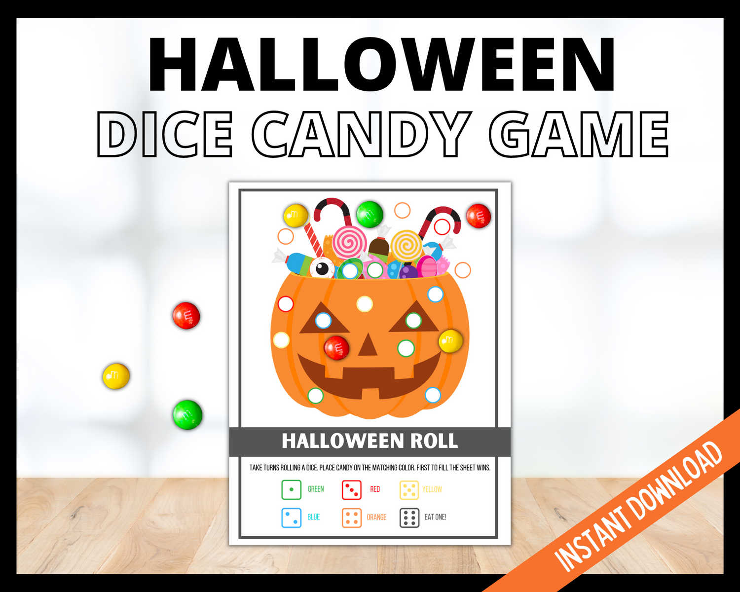 Halloween Candy Roll Dice Game Printable