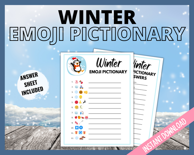Winter Emoji Pictionary Printable Game