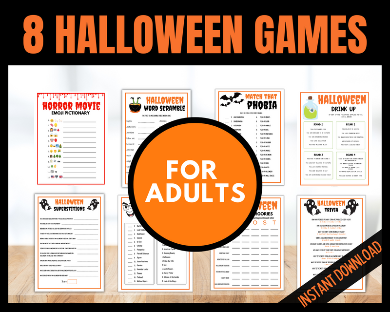 Adults Halloween Games Bundle Printable