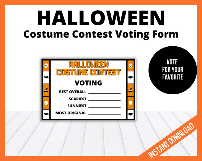 Halloween Costume Contest Voting Form Printable