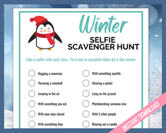 Winter Selfie Scavenger hunt printable game