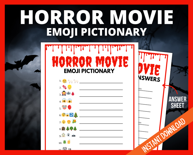 Horror Movie Emoji Pictionary Printable Game