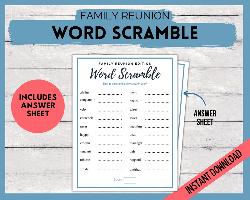 Family Reunion Word Scramble