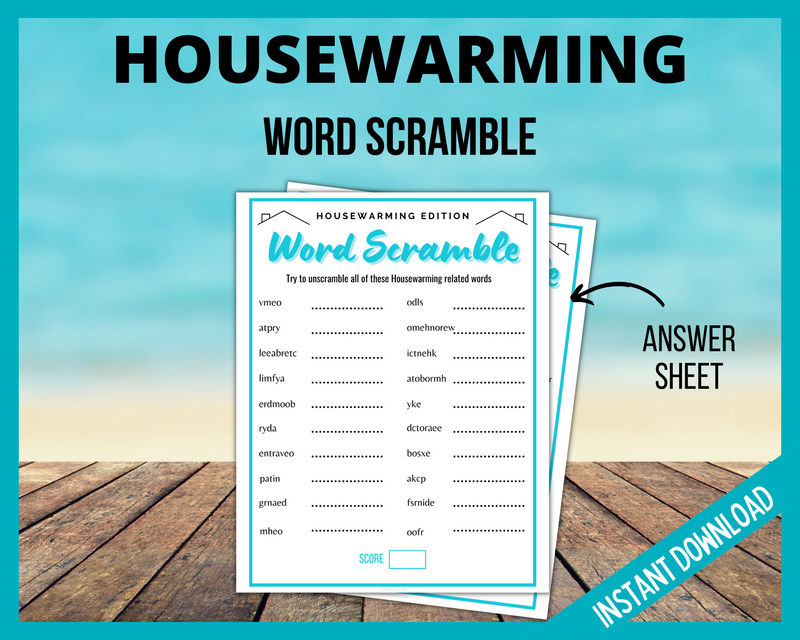 Housewarming Word Scramble Printable Game
