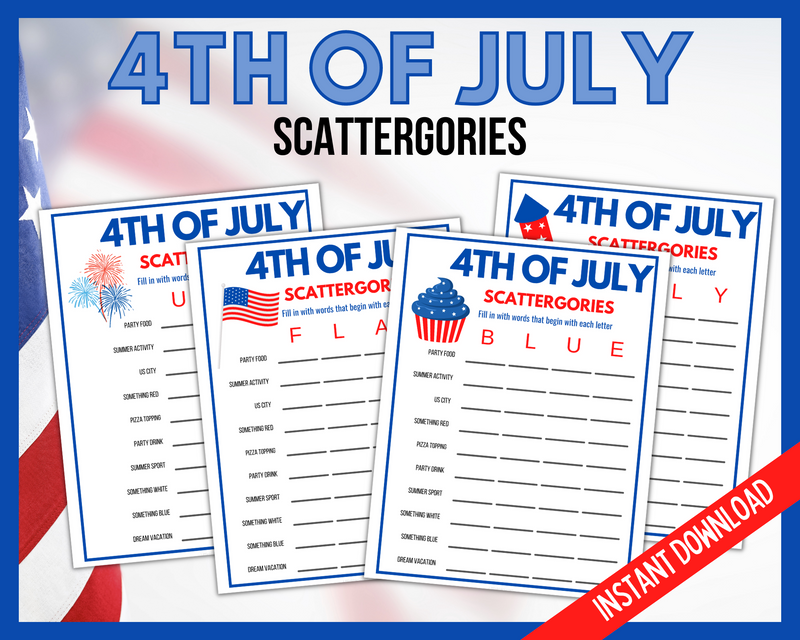 4th July Scattergories Printable Game