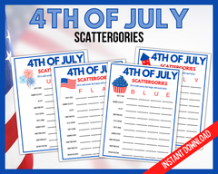 Printable Scattergories Game 4th of July