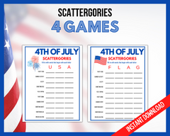Printable Scattergories 4th July Game