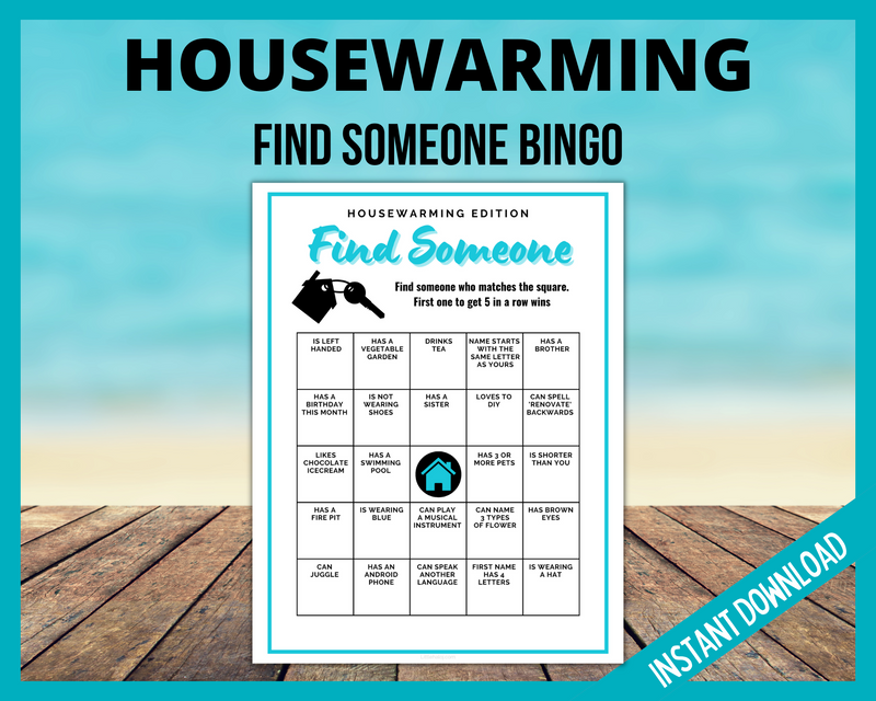 Housewarming Find Someone Who Bingo printable game