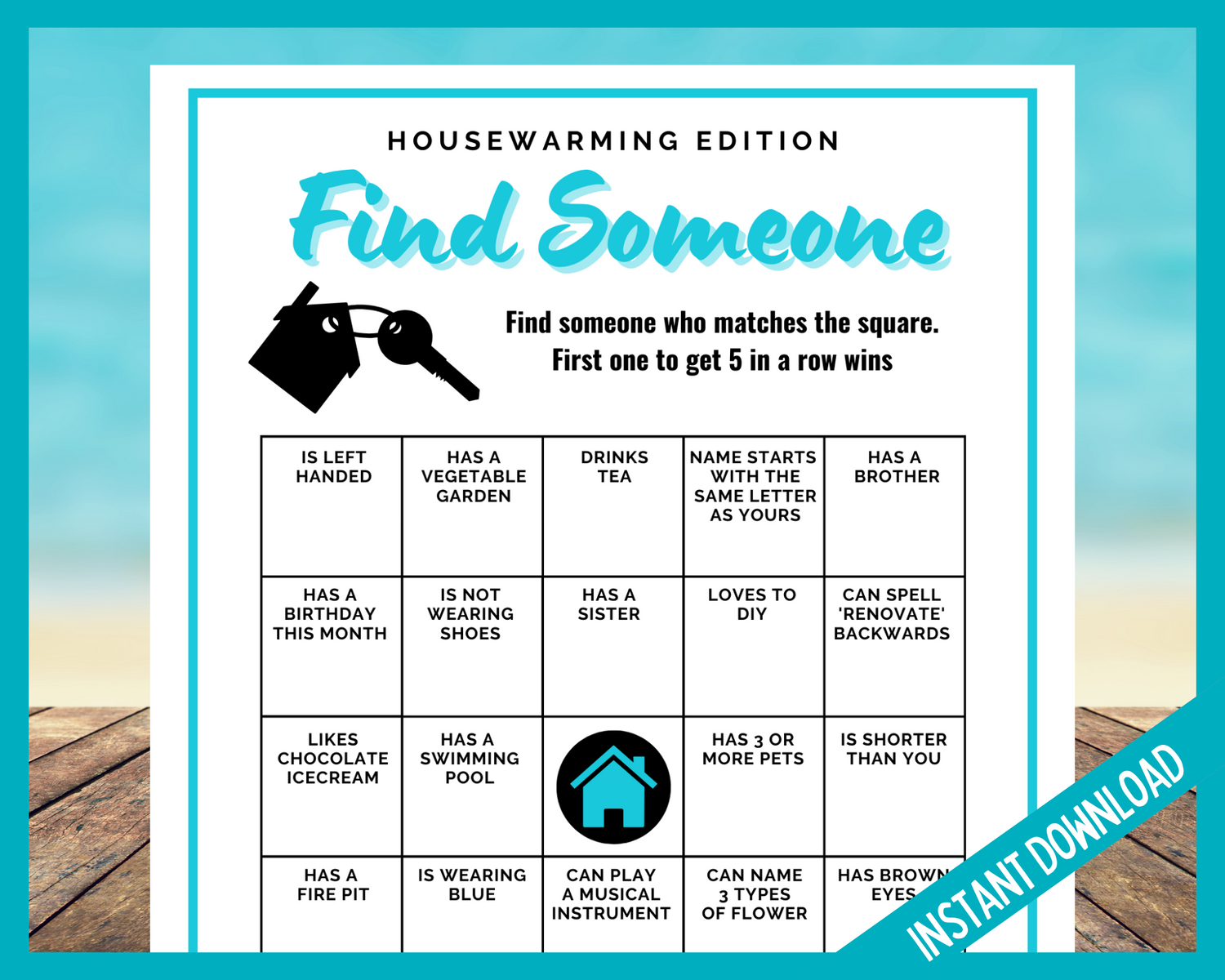 Housewarming Human Bingo Printable Game