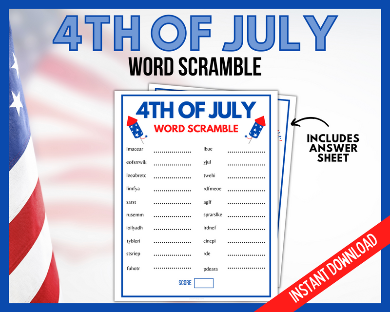 4th of July Printable Word Scramble