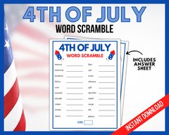 4th of July Word Scramble Printable Game